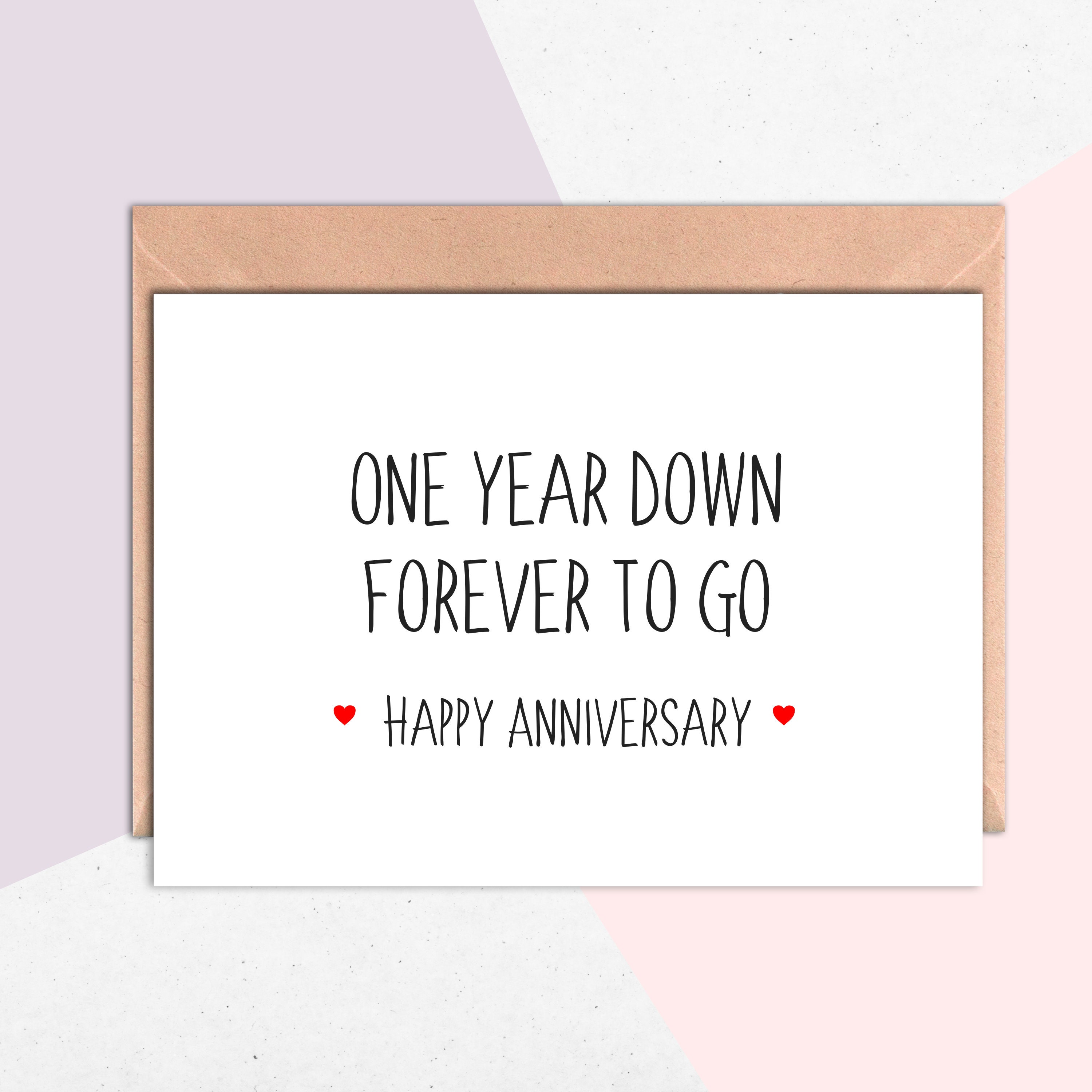 First Wedding Anniversary Card, One Year Down, Anniversary Card For H…