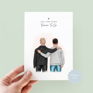 Printable Personalised Gay Anniversary Card, Personalised LGBTQ Card, Gay Card, Same Sex Couple Card, Gay Pride, Gay Wedding Card
