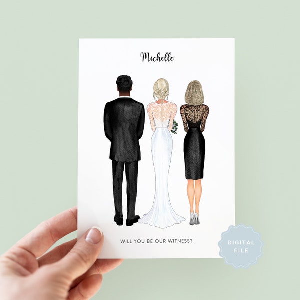 Printable Personalised Will You Be Our Witness Wedding Card, Wedding Request Card, Personalised Wedding Witness Card, Witness Wedding Card
