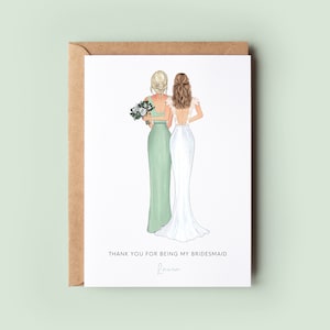 Personalised Bridesmaid Thank You Card, Maid of Honour Thank you Card, Customisable Bridesmaid Card, Wedding Thank Card, Bridesmaid #198