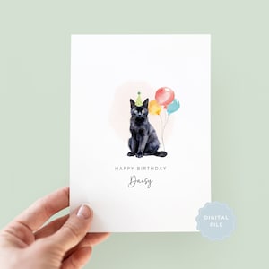 Carte d'anniversaire imprimable du chat Bombay, carte d'anniversaire pour papa chat, carte d'anniversaire pour maman chat, carte pour animal de compagnie, chat
