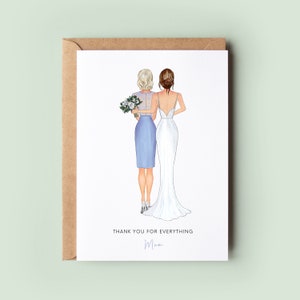 Personalised Wedding Card, Mother of the Bride, Mother of the Groom, Wedding Thank You Card, Mum Card, Wedding Card, Wedding Party 198 image 1