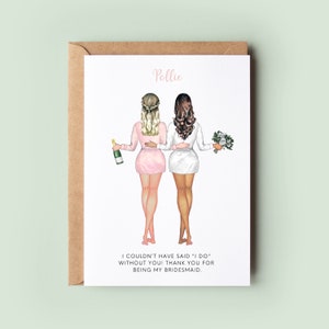 Personalised Bridesmaid Thank You Card, Maid of Honour Thank you, Customisable Bridesmaid Card, Wedding Thank Card, Bridesmaid Thanks Card
