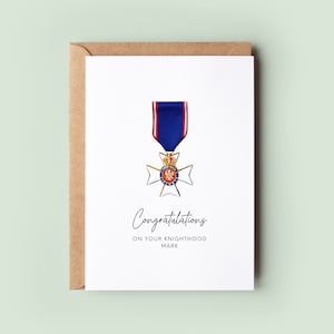 Gefeliciteerd met je gepersonaliseerde Knighthood-wenskaart, KCVO-kaart, Knight / Dame Commander Knighthood Honours List Card