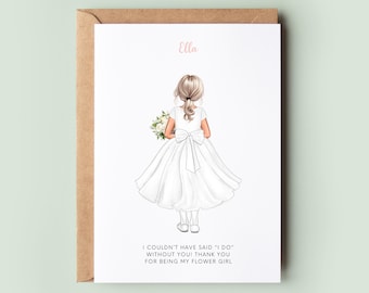 Thank You Flower Girl Card | Personalised Junior Bridesmaid Thank You | Custom Wedding Keepsake | Flower Girl Gift from the Bride