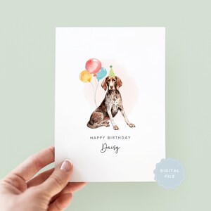 Tarjeta de cumpleaños imprimible de un pointer alemán, tarjeta de cumpleaños para un papá perro, tarjeta de cumpleaños para una mamá perro, tarjeta para mascotas, de parte del perro