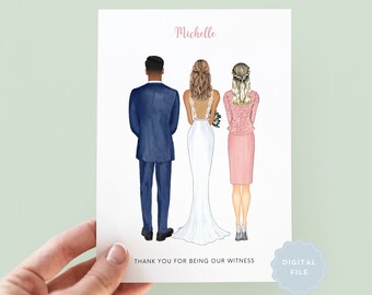 Printable Personalised Thank You For Being Our Witness Card, Wedding Thank You Card, Personalised Wedding Witness Card, Wedding Witness Card