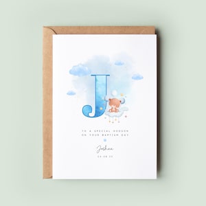 Carte de baptême et de baptême personnalisée pour garçons | Parfait pour filleul, fils, neveu ou petit-fils