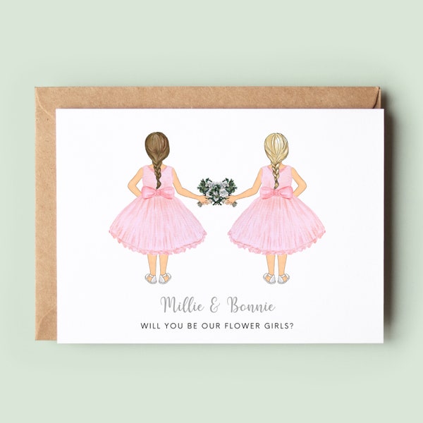 Will You Be My Flower Girl Personalised Greetings Card, Twins Flower Girl Proposal, Personalised Flower Girl Card, Will You Be My Bridesmaid