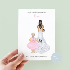 Printable Will You Be My Flower Girl?, Will You Be My Flower Girl Cards, Personalised Flower Girl Card, Flower Girl Proposal Card - #141