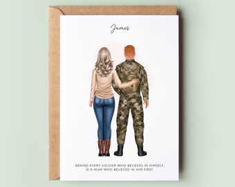 Personalised Army Son Good Luck Card - Son Joining the Army Passing Out Ceremony Card, Custom Soldier Card from Mum, Army Exercise Keepsake