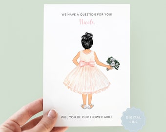 Printable Will You Be My Flower Girl Card, Will You Be My Junior Bridesmaid, Personalised Flower Girl Card, Will You Be My Bridesmaid