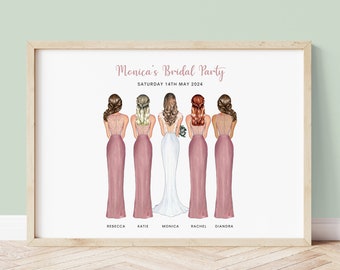 Personalised Bridesmaid Print, Bridal Party Print, Team Bride Print, Bridesmaid Gift, Wedding Keepsake, Personalised Bridesmaid Gift - #053