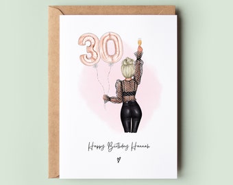 Personalised 30th Birthday Card, Best Friend Birthday Card, Custom 30th Card, Sister Birthday Card Keepsake, Daughter, Cousin Card For Her