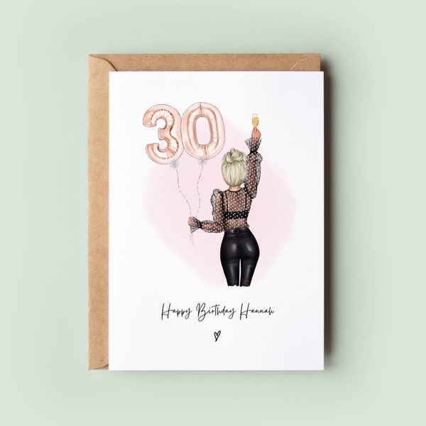 Personalised 30th Birthday Card, Best Friend Birthday Card, Custom 30th Card, Sister Birthday Card Keepsake, Daughter, Cousin Card For Her