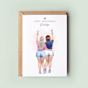 Personalised Lesbian Anniversary Card | LGBT Wedding Anniversary Card | Curvy Couple Same-Sex Card