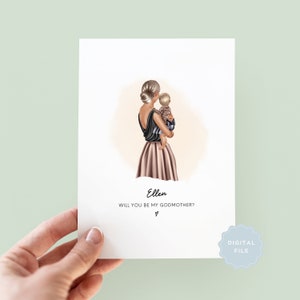 Printable Personalised Will You Be My Godmother Card | Godmother Proposal | Digital Christening Card