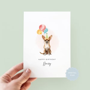 Printable Chihuahua Birthday Card from the Dog, Birthday Card for Dog Dad, Card for Dog Mum, Pet Card, From the Dog, Short Haired Chihuahua