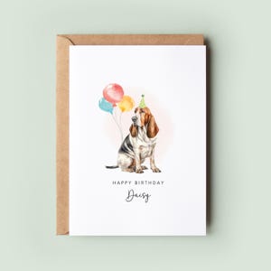 Basset Hound Geburtstagskarte vom Hund, Geburtstagskarte für Hundevater, Geburtstagskarte für Hundemama, Haustierkarte, Karte vom Hund