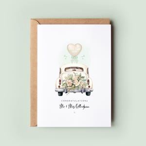 Personalised Wedding Card – Just Married Wedding Car Design | Custom Congratulations Card for Newlyweds | Bride & Groom Wedding Day Keepsake