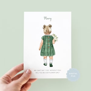 Printable Baby Flower Girl Proposal Card, Custom Toddler Bridesmaid Invitation, Wedding Thank You & Gift, Keepsake for Little Flower Girl