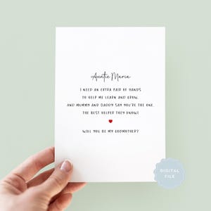 Tarjeta de propuesta de padrino personalizada e imprimible / ¿Quieres ser mi madrina o mi padrino? / Recuerdo de bautizo o bautismo