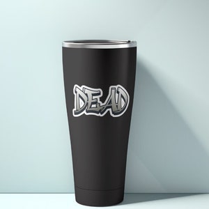 Dode sticker | Sterven van gelach sticker | Tuimelsticker | Grijze en zwarte sticker | Tienersticker | Slang-woordsticker