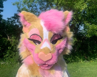 Cat Fursuit Head (Pink, White, Brown) (new reference sheet)