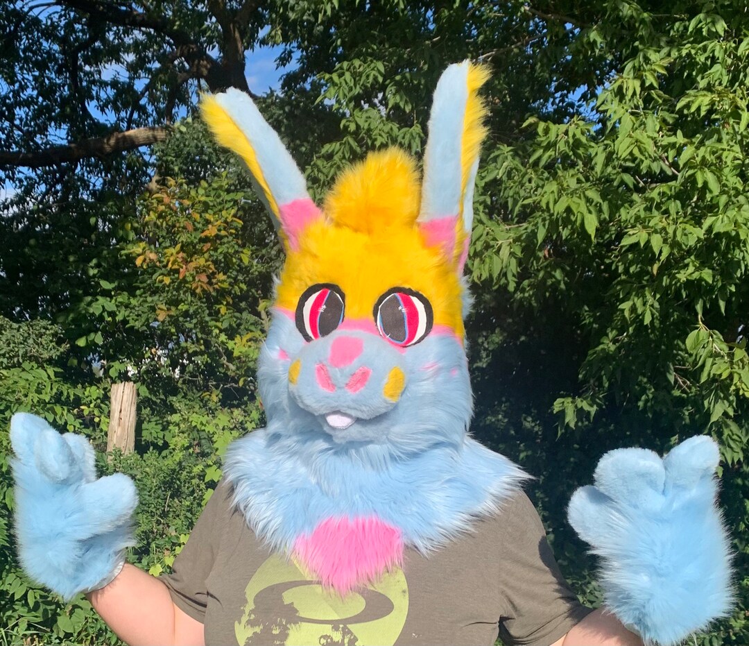 Rabbit Fursuit Mini Partial bluepinkyellow easter Bunny - Etsy