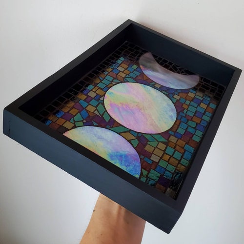 Large black/white rainbow shops triple moon tray