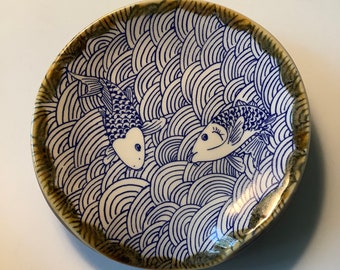 Blue Koi  Ceramic Spoon Rest