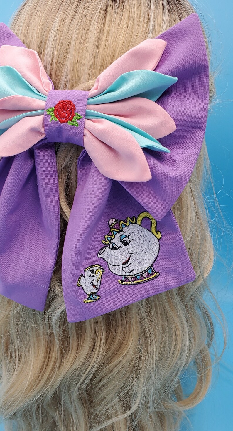 Disney Bound Mrs. Potts and Chip Inspired Beauty and the Beast Vintage Style Bow image 3