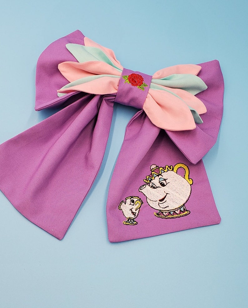 Disney Bound Mrs. Potts and Chip Inspired Beauty and the Beast Vintage Style Bow image 6