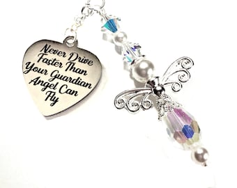 ENSIANTH Driver Gift Guardian Angel Rearview Mirror Guardian Angel Car Charm Guardian Angel Window Hanging Ornament Car Interior Rearview Mirror Pendant