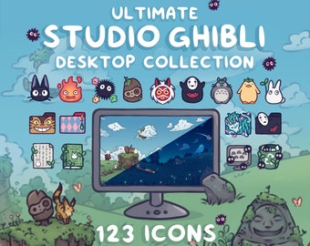 STUDIO GHIBLI Ultimate Desktop Collection | 123 Icons | Computer Background Wallpaper Theme and Icon Organizer Set