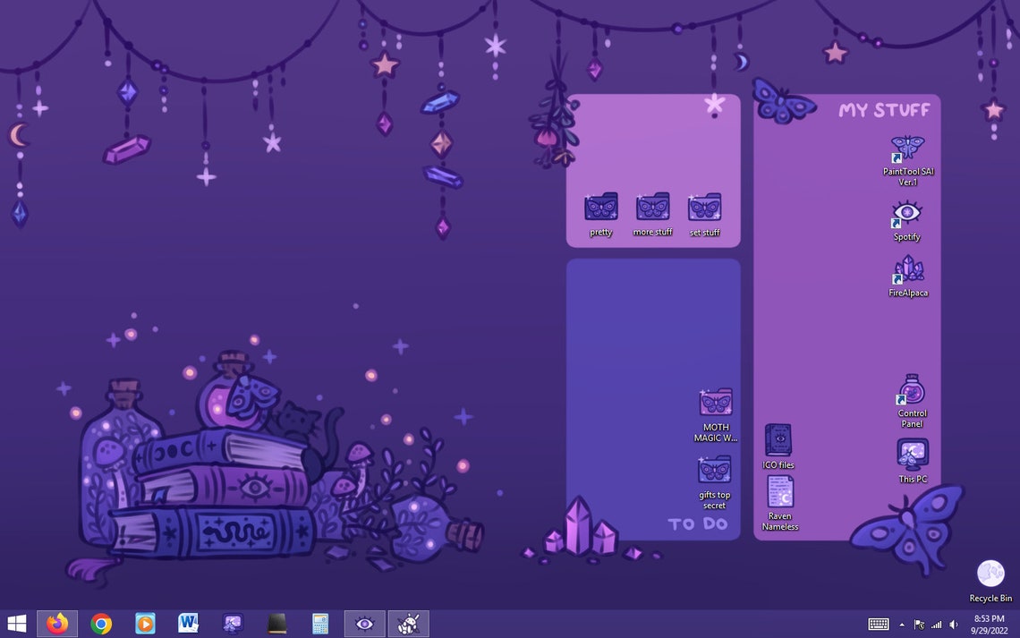 Moth Magic Computer Desktop Theme Background Wallpaper - Etsy