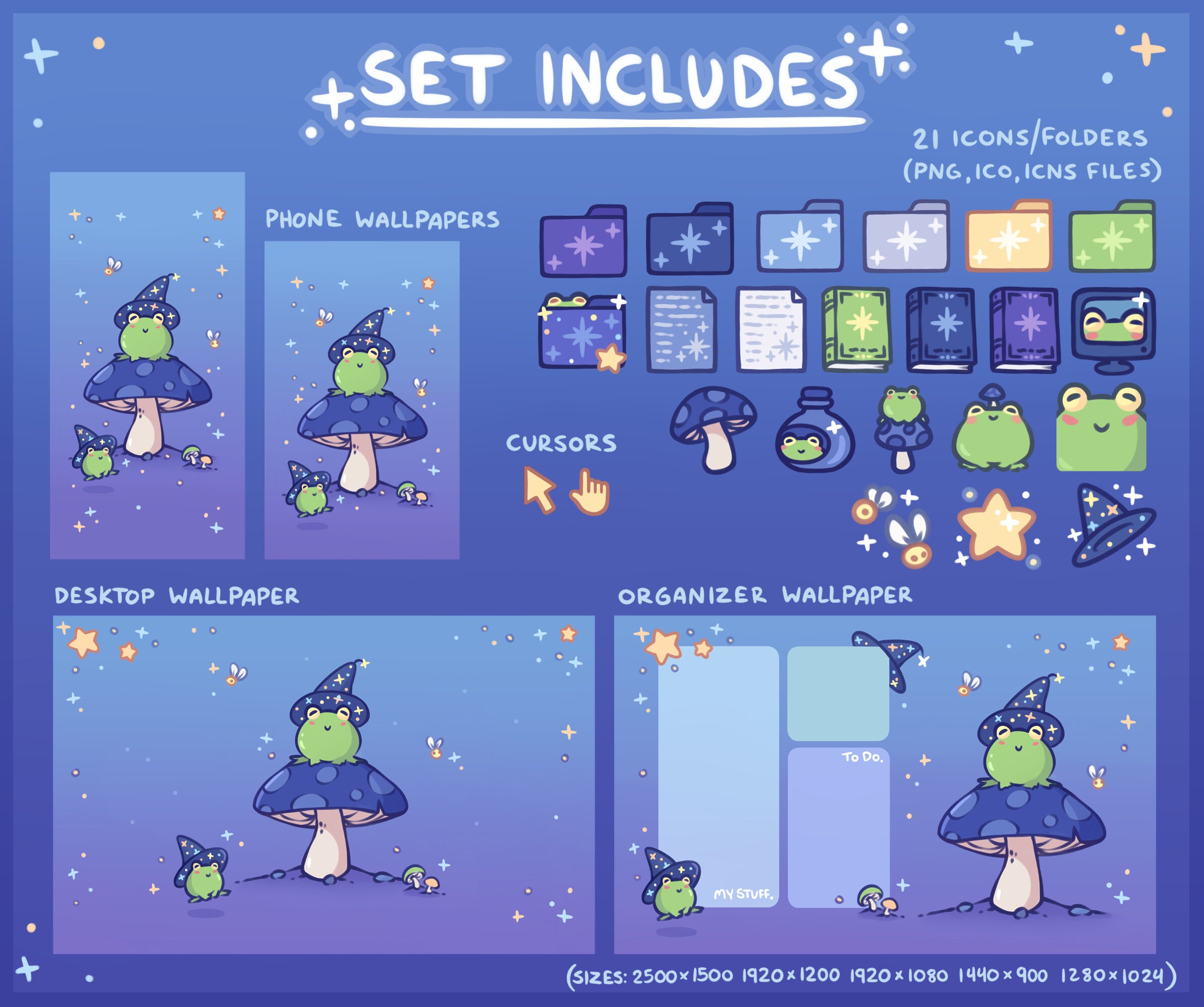 Wizard Frog Computer Desktop Theme Background Wallpaper Organizer
