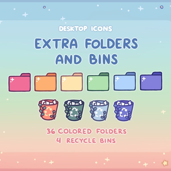 Extra Colored Folders and Recycle Bins - Computer Desktop Icons