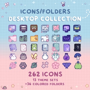 Collezione di icone e cartelle per il desktop ~ simpatici animali fantasy e temi di oggetti ~