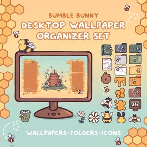 バンブルバニーコンピュータデスクトップテーマの背景壁紙オーガナイザーセット
