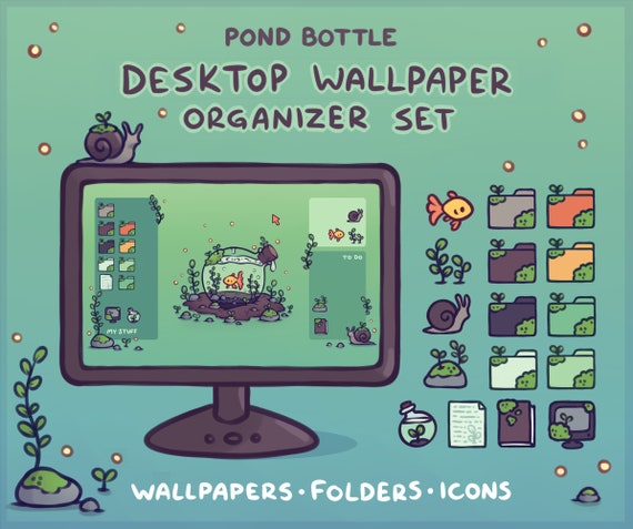 Pond Bottle Computer Desktop Theme Background Wallpaper Organizer Set 