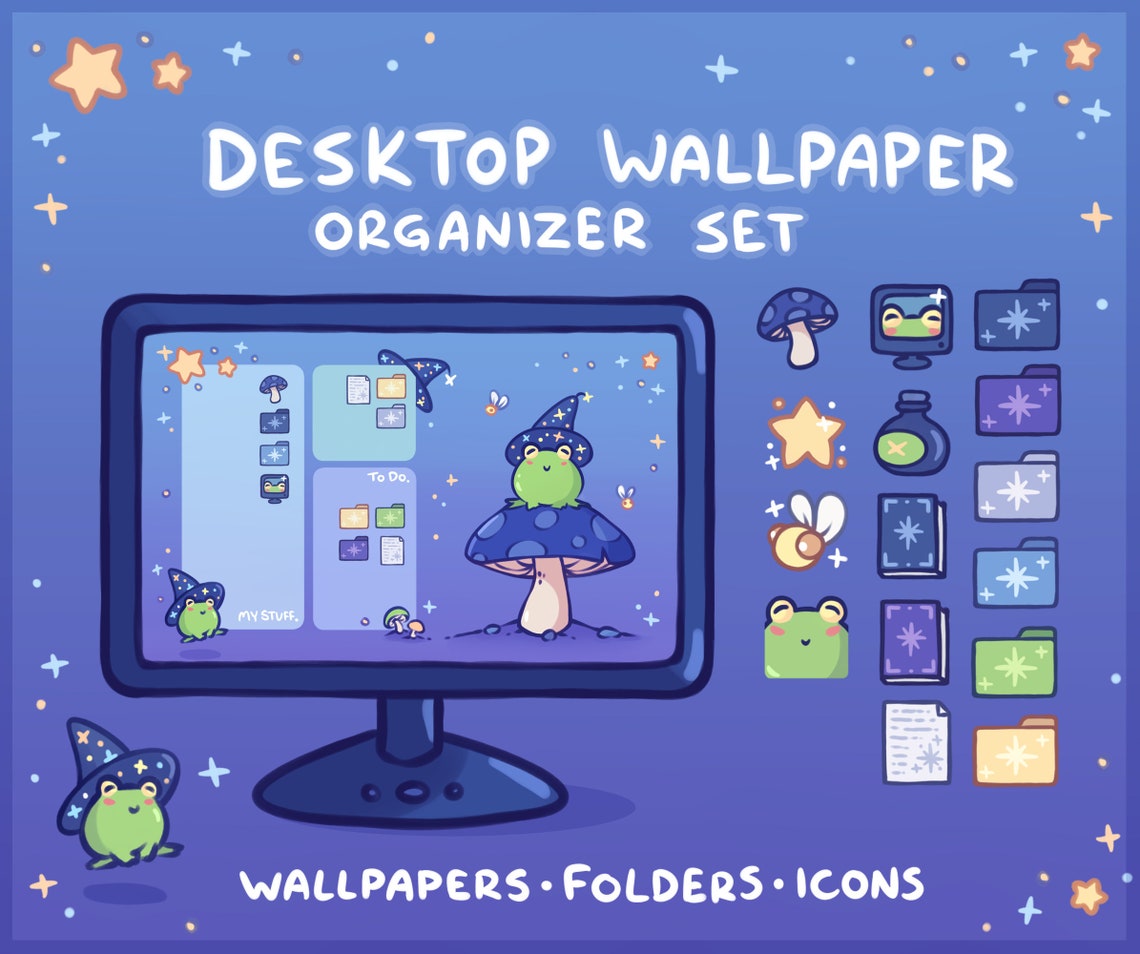 Wizard Frog Computer Desktop Theme Background Wallpaper - Etsy