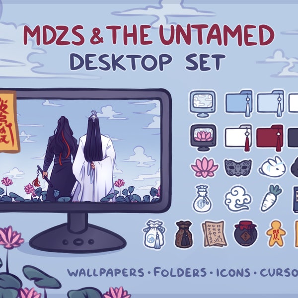 Mo Dao Zu Shi/The Untamed Computer Desktop Theme Background Wallpaper Organizer Set