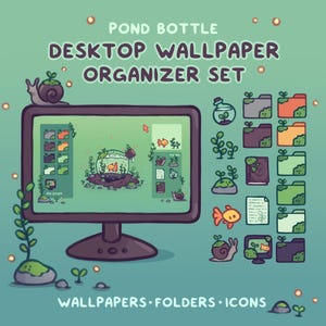 Pond Bottle Computer Desktop Theme Background Wallpaper Organizer Set