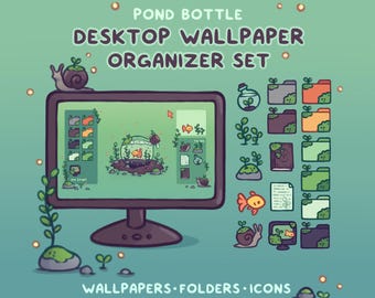 Pond Bottle Computer Desktop Theme Background Wallpaper Organizer Set