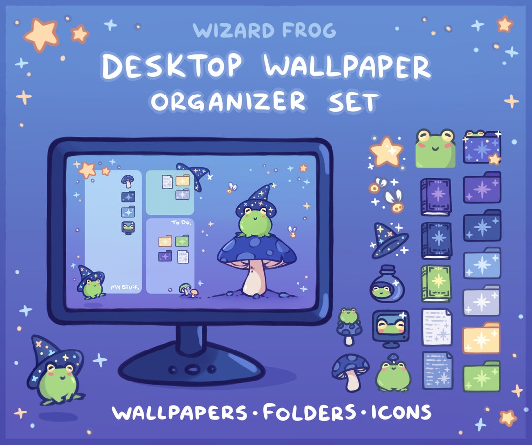 Wizard Frog Computer Desktop Theme Background Wallpaper Organizer