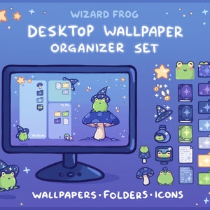 Wizard Frog Computer Desktop Theme Background Wallpaper Organizer Set