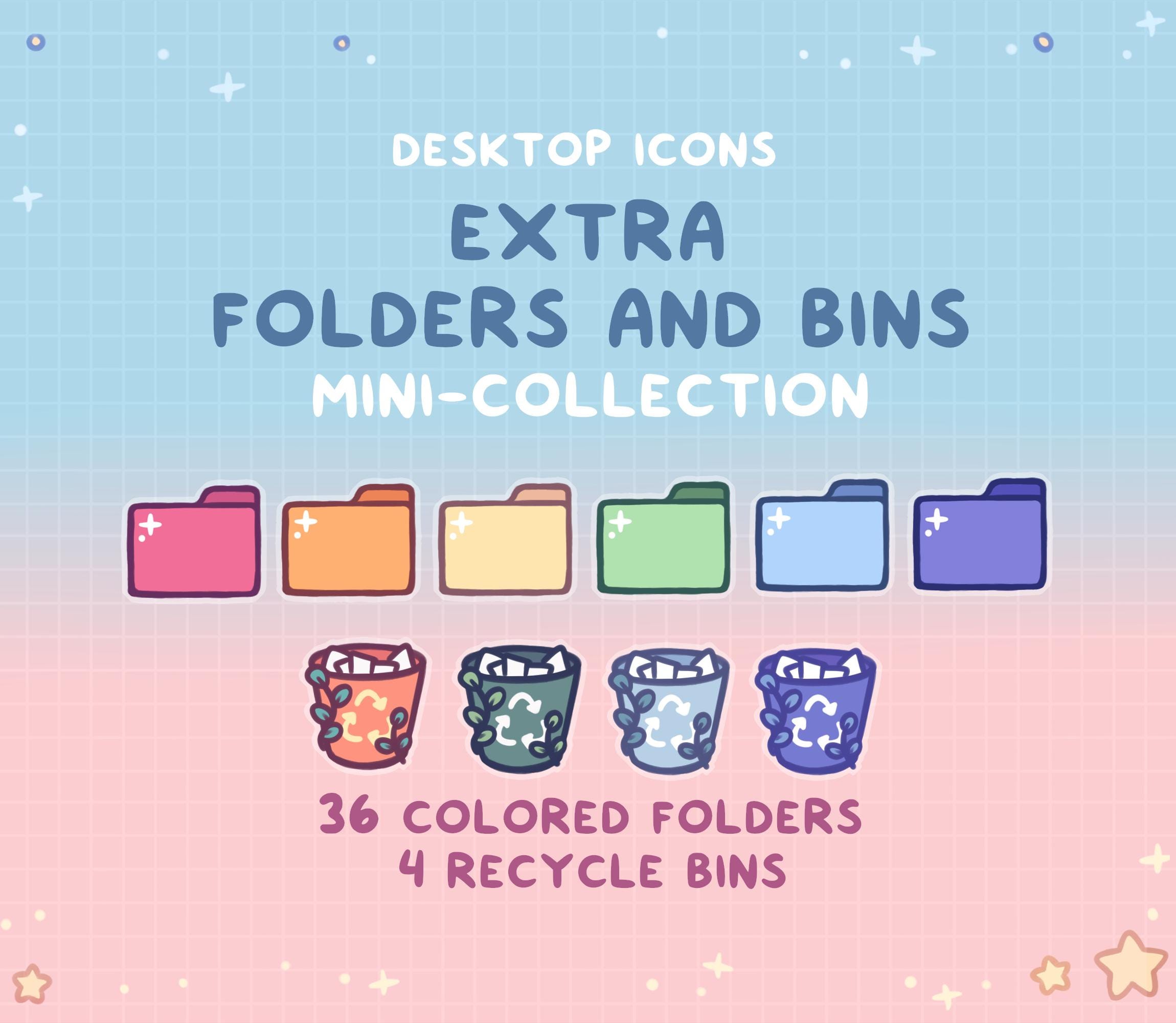 File Folder Recyclable Extra Colored Folders and Recycle Bins - Computer Desktop Icons - Etsy