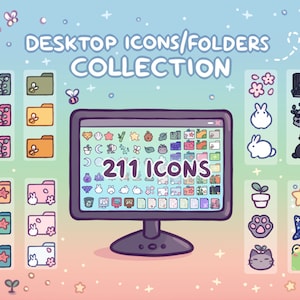 Cute Computer Desktop Icons & Folders Collection