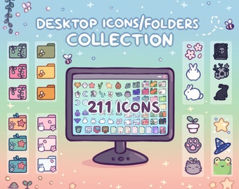 Cute Computer Desktop Icons & Folders Collection